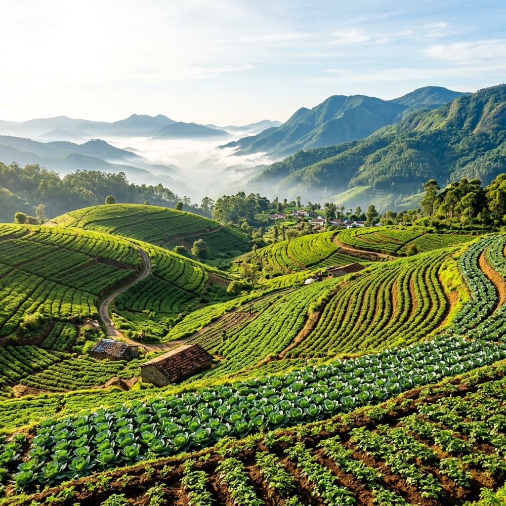 Terraced farmland in the Nilgiris